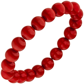 Armband Armschmuck Armkette Muschelkern-Perlen rot 10mm dehnbar 19cm Armband Armschmuck Armkette Muschelkern-Perlen rot 10mm dehnbar 19cm