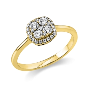 Ring aus 585 Gold Gelbgold 29 Diamanten 0,35ct TW-SI B:10,2mm
