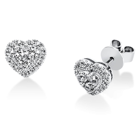 Ohrstecker Herzen aus 950 Platin 44 Diamanten 0,57ct TW-SI 7,7x8,3mm