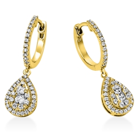 Ohrschmuck Ohrhänger Tropfen aus 750 Gelbgold 86 Diamanten 0,5ct TW-SI 22,5x11,7mm