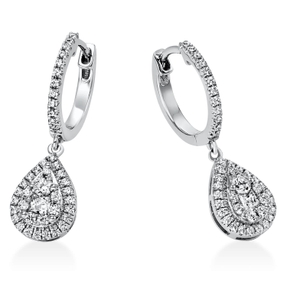 Ohrschmuck Ohrhänger Tropfen aus 950 Platin 86 Diamanten 0,49ct TW-SI 22,5x11,7mm