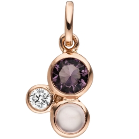 Anhänger mit Zirkonia & Glasstein 925 Silber Rotgold vergoldet Silberanhänger