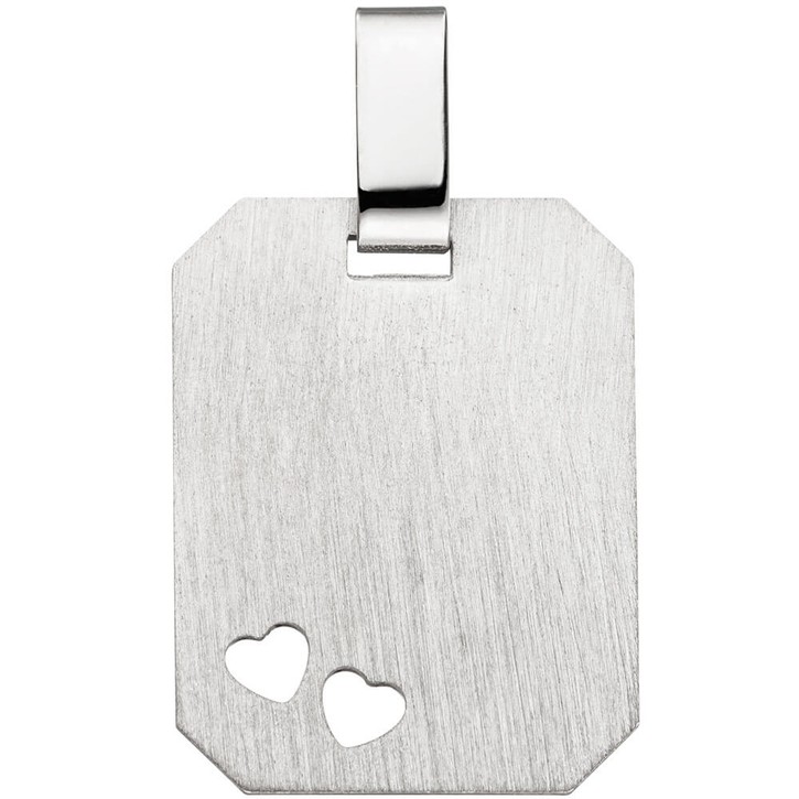 Anhänger Gravurplatte 2 Herzen 925 Silber