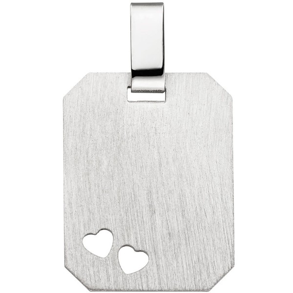 Anhänger Gravurplatte 2 Herzen 925 Silber