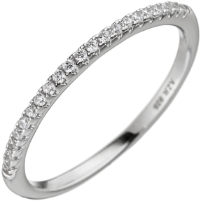 Ring Damenring mit weißen Zirkonia schmal 925 Silber Sterlingsilber Damen