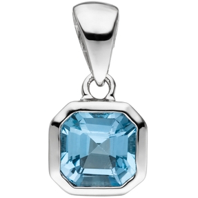Anhänger mit Blautopas Solitär blau hellblau 925 Silber Sterlingsilber Damen