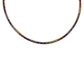 Collier aus 750 Rotgold 216 Saphire 11,06ct mehrfarbig 720 Brillanten 2,9ct TW-SI Collier aus 750 Rotgold 216 Saphire 11,06ct mehrfarbig 720 Brillanten 2,9ct TW-SI