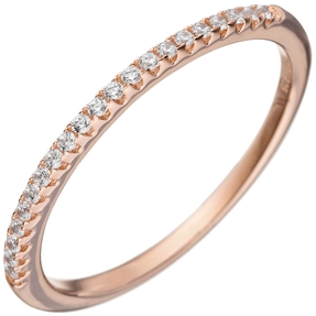 Damen-Ring mit weißen Zirkonia 1,5mm schmal 925 Silber Rotgold vergoldet Damen-Ring mit weißen Zirkonia 1,5mm schmal 925 Silber Rotgold vergoldet