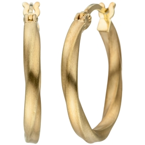 Creolen 19,7mm Klappcreolen Ohrringe gedreht matt 925 Silber Gelbgold vergoldet