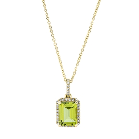Collier aus 750 Gelbgold Peridot 2,48ct grün 34 Diamanten 0,13ct TW-SI L:45cm