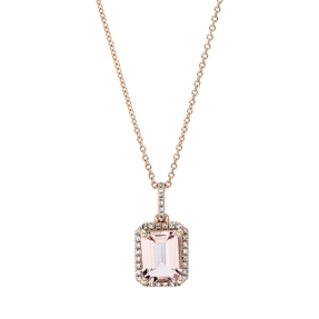 Collier aus 750 Rotgold Morganit 1,98ct rosa 34 Diamanten 0,14ct TW-SI L:45cm