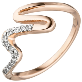 Ring mit weißen Zirkonia verschlungen 925 Silber Rotgold vergoldet Silberring Ring mit weißen Zirkonia verschlungen 925 Silber Rotgold vergoldet Silberring