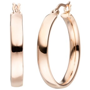 Creolen 25,2mm Ohrringe Klappcreolen Ohrschmuck 925 Silber Rotgold vergoldet
