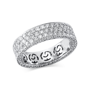Pavé Ring aus 750 Gold Weißgold 190 Brillanten 3,06ct TW-VSI H:5,5mm