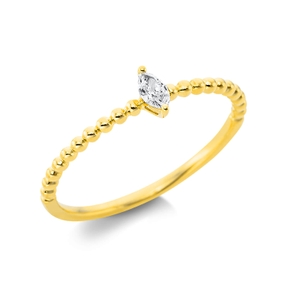 Solitaire Ring aus 750 Gelbgold Diamant Navette-Schliff 0,08ct TW-VSI B:4,8mm