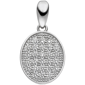 Anhänger mit vielen weißen Zirkonia oval 925 Silber Silberanhänger Halsschmuck