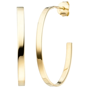 Creolen Ohrringe Halbcreolen 33mm Ohrschmuck oval 925 Silber Gelbgold vergoldet