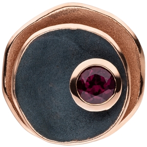 Anhänger roter Rhodolith flache Ebene teiloxydiert 925 Silber Rotgold vergoldet