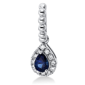 Anhänger Tropfen aus 750 Weißgold Saphir 0,17ct blau 12 Brillanten 0,05ct TW-SI