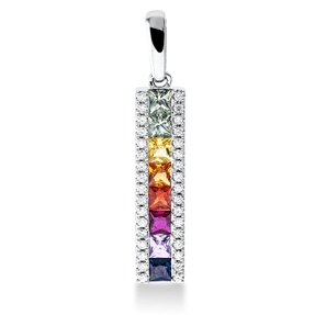 Anhänger aus 750 Weißgold 8 Saphire 0,81ct mehrfarbig 34 Brillanten 0,12ct TW-SI Anhänger aus 750 Weißgold 8 Saphire 0,81ct mehrfarbig 34 Brillanten 0,12ct TW-SI