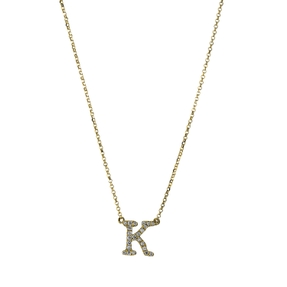 Collier Buchstabe K aus 750 Gelbgold 23 Brillanten 0,13ct TW-SI L:43,2cm