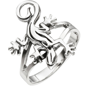Ring Gecko Echse Eidechse 925 Silber rhodiniert Fingerschmuck Fingerring Damen