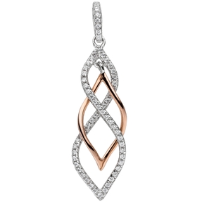 Eleganter Anhänger mit Zirkonia 925 Silber bicolor teilvergoldet Halsschmuck