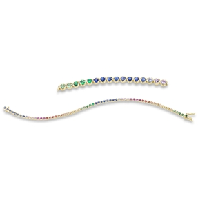 Armband aus 750 Gelbgold 64 Saphire 2,56ct mehrfarbig B:2,8mm L:17,5cm