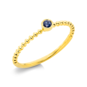 Ring aus 750 Gold Gelbgold Saphir 0,08ct blau B:3,2mm Zarge