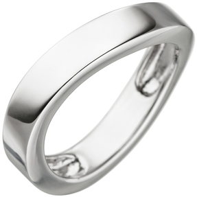 Ring Damenring Fingerschmuck 925 Silber rhodiniert flach schlicht geschwungen