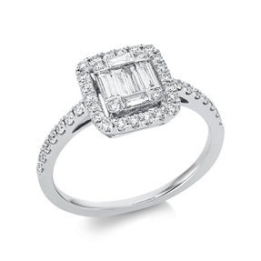 Ring 750 Gold WhiteGold 46 Diamonds 0.59ct TW-SI BandWidth:10mm