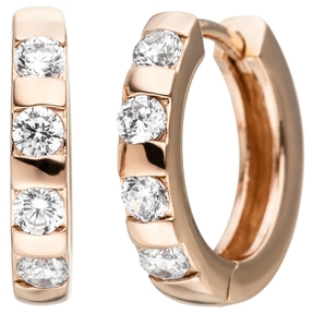 Creolen 16mm Ohrringe Ohrschmuck weiße Zirkonia 925 Silber rotvergoldet Creolen 16mm Ohrringe Ohrschmuck weiße Zirkonia 925 Silber rotvergoldet