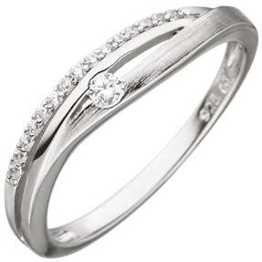 Ring mit weißen Zirkonia 925 Silber rhodiniert Silberring Fingerschmuck Damen Ring mit weißen Zirkonia 925 Silber rhodiniert Silberring Fingerschmuck Damen