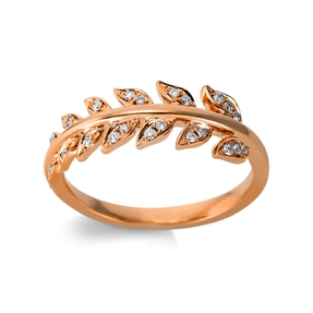 Ring Feder aus 750 Gold Rotgold 22 Brillanten 0,11ct W-SI B:7mm