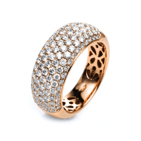 Pavé Ring aus 750 Gold Rotgold 119 Brillanten 1,66ct TW-VSI B:8,3mm