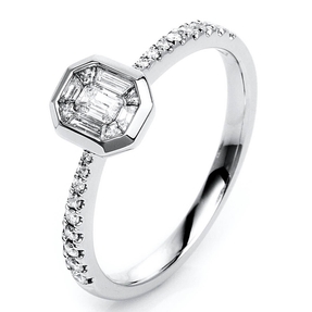 Ring aus 750 Gold Weißgold 27 Diamanten 0,37ct TW-SI B:6,3mm