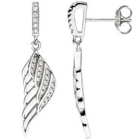Ohrhänger Ohrringe Ohrstecker Flügel Engelsflügel mit weißen Zirkonia 925 Silber