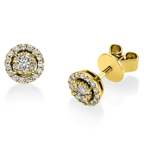 Ohrstecker rund aus 750 Gold Gelbgold 48 Diamanten 0,25ct TW-SI Ø6,4mm