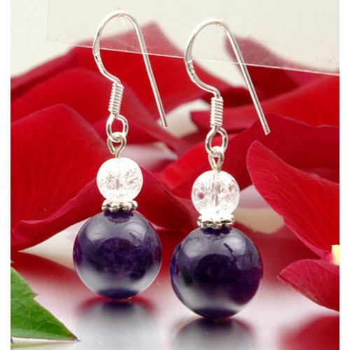 Ohrringe aus Amethyst und Bergkristall und Silber