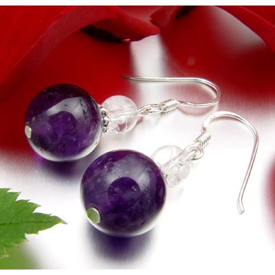 Ohrringe aus Amethyst und Bergkristall und Silber