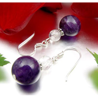 Ohrringe aus Amethyst und Bergkristall und Silber