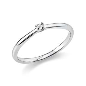 Solitaire Ring aus 585 Gold Weißgold Brillant 0,05ct TW-SI B:1,7mm 4er-Krappe