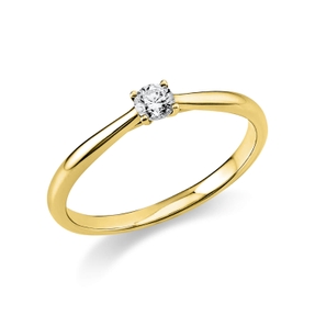 Solitaire Ring aus 750 Gold Gelbgold Brillant 0,15ct TW-SI B:1,6mm 4er-Krappe