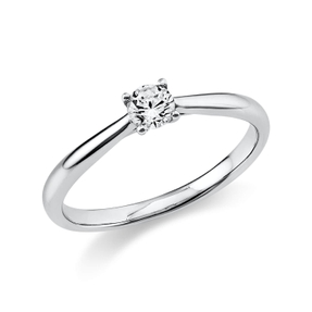 Solitaire Ring aus 750 Gold Weißgold Brillant 0,2ct TW-SI B:2,1mm 4er-Krappe