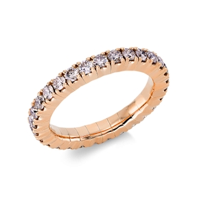 Flex-Ring aus 750 Gold Rotgold 29 Brillanten 1,4ct braun B:3,2mm 4er-Krappe