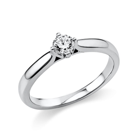 Solitaire Ring aus 950 Platin Brillant 0,25ct TW-SI B:2mm 4er-Krappe