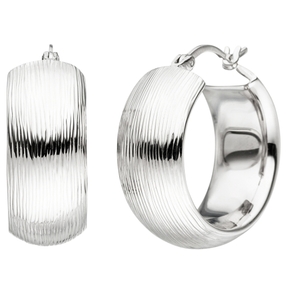 Ohrringe Creolen 25,6mm Ohrschmuck gewölbt 10mm breit 925 Silber Klappcreolen Ohrringe Creolen 25,6mm Ohrschmuck gewölbt 10mm breit 925 Silber Klappcreolen