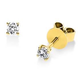 Solitaire Ohrstecker aus 750 Gold Gelbgold 2 Brillanten 0,2ct TW-SI Ø3mm