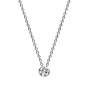 Solitaire Collier aus 585 Gold Weißgold Brillant 0,15ct TW-SI L:43cm Zarge