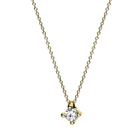 Solitaire Collier aus 750 Gold Gelbgold Diamant Brillanten 0,1ct L:42cm 4er-Krappe Solitaire Collier aus 750 Gold Gelbgold Diamant Brillanten 0,1ct L:42cm 4er-Krappe